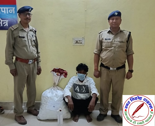 चोरगलिया पुलिस ने एक नशे के तस्कर को किया गिरफ्तार, कब्जे से 146 पाउच अवैध शराब बरामद ! नैनीताल पुलिस का नशे पर वार लगातार !