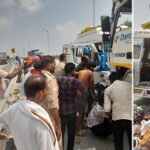 श्रद्धालुओं से भरी ट्रैवलर बस और ट्रेलर के आमने सामने टक्कर दर्जन भर श्रद्धालु जख्मी ! रॉंग साइड से आ रही ट्रेलर ने श्रद्धालुओं के बस में मारी थी टक्कर ! ट्रेलर सहित चालक पुलिस के कब्जे में ! पुलिस ने श्रद्धालुओं का सामान को बस से उतरवा कर हाइवे के डिवाइडर पर रखवाकर वाहन को क्रेन से हटवाया !