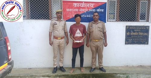 थाना भीमपुरा जनपद बलिया पुलिस द्वारा आर्म्स एक्ट से सम्बन्धित 01 नफर अभियुक्त को किया गया गिरफ्तार, कब्जे से 01 अदद अवैध तमंचा .315 बोर व 01 जिन्दा कारतूस .315 बोर बरामद !