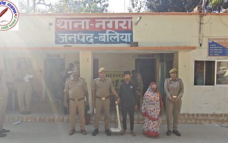 थाना नगरा जनपद बलिया पुलिस द्वारा गैर इरादन हत्या करने से संबंधित 02 नफर अभियुक्तगण को किया गया गिरफ्तार तथा कब्जे से 01 अदद फावड़ा बरामद !